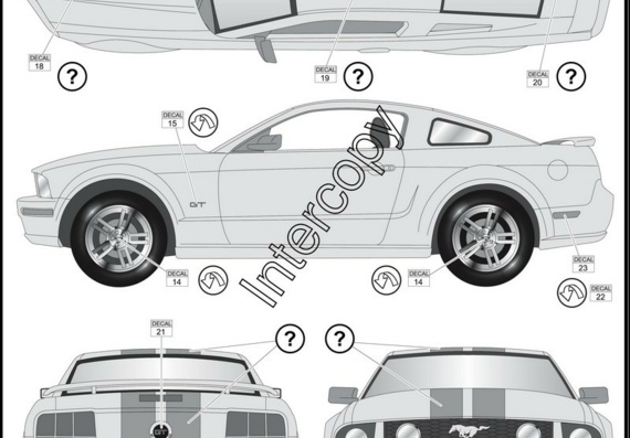 Fords Mustang GT (2005) (Ford Mustang of GT (2005)) are drawings of the car